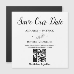Minimalist Script QR Code Save The Date Magnet