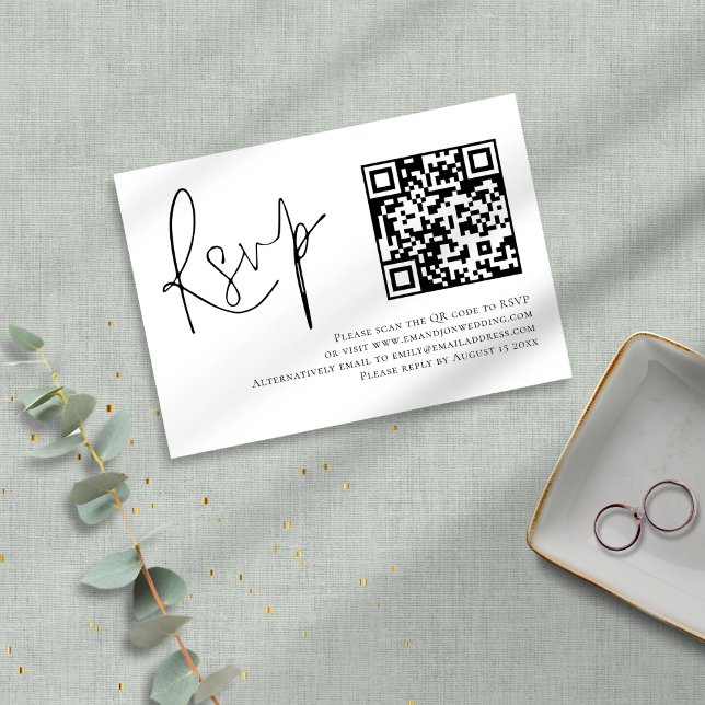 Minimalist Script QR Code Wedding RSVP Card (Creator Uploaded)