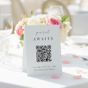 Minimalist Script QR Code Wedding Seating Chart