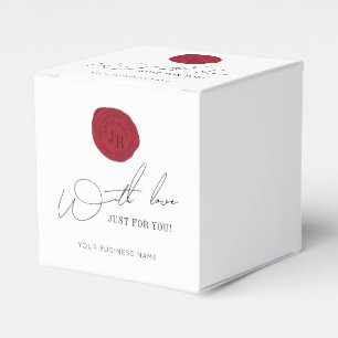 Minimalist Script Red Wax Stamp Corporate Monogram Favour Box