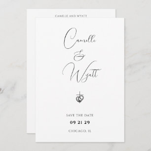 Minimalist Script Religious Cross Rings QR Code Invitation