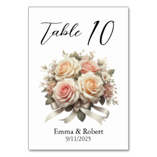 Minimalist Script Roses Wedding Seating Plan Table Number