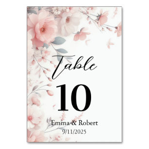Minimalist Script Roses Wedding Seating Plan Table Number
