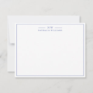 Minimalist Script Royal Blue Border Monogram Card