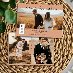 Minimalist Script Rustic Terracotta Photo Wedding Save The Date