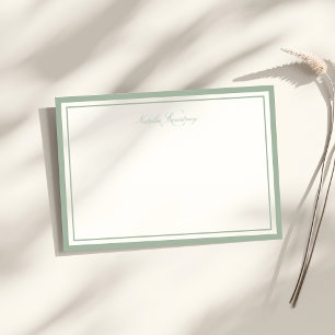 Minimalist Script Sage Green Two Border Monogram Card