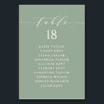 Minimalist Script Sage Green Wedding Seating Plan Table Number<br><div class="desc">Customisable table number seating plan. It features a sage green whimsical script and classic typography. Personalise by adding your own details. This minimalist table seating plan is perfect for weddings,  baby showers,  bridal showers,  birthdays,  and so much more.</div>