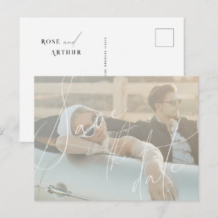 Minimalist Script Save The Date Invitation Postcar Postcard
