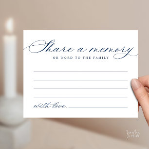 Minimalist Script Share a Memory Funeral Note Card