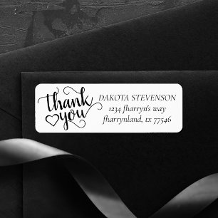 Minimalist Script   Simple Heart Thank You Address