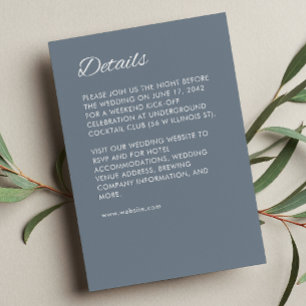 Minimalist Script Slate Grey Wedding Enclosure Card
