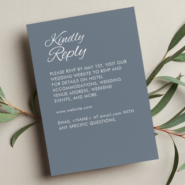 Minimalist Script Slate Grey Wedding RSVP Card (Creator Uploaded)