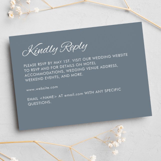 Minimalist Script Slate Grey Wedding RSVP Card (Creator Uploaded)