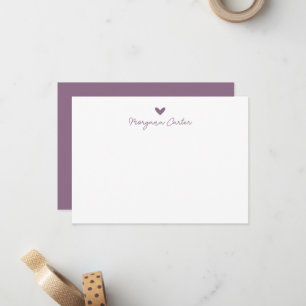 Minimalist Script Soft Plum Heart Personalised Card