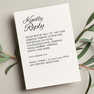 Minimalist Script Soft White Wedding RSVP Card