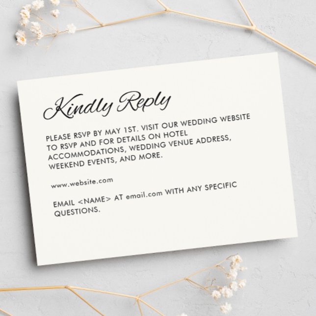 Minimalist Script Soft White Wedding RSVP Card (Creator Uploaded)