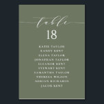 Minimalist Script Taupe Green Wedding Seating Plan Table Number<br><div class="desc">Add a touch of charm to your event with our customisable table seating cards, designed with delightful whimsical script. Perfect for weddings, parties, or any special gathering, these cards will help guide your guests to their seats in style. Customise each taupe green table seating card with guest names and table...</div>