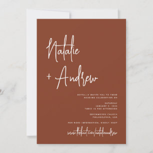 Minimalist Script Terracotta Virtual Wedding  Invitation