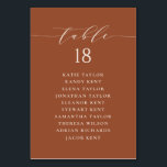 Minimalist Script Terracotta Wedding Seating Plan Table Number<br><div class="desc">Customisable table number seating plan. It features a terracotta whimsical script and classic typography. Personalise by adding your own details. This minimalist table seating plan is perfect for any weddings,  baby showers,  bridal showers,  birthdays,  and so much more.</div>