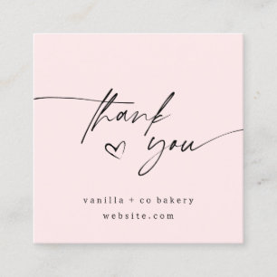 Minimalist Script Thank You Heart Customer Coupon  Square Business Card