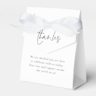 Minimalist Script Thanks Black White Wedding Favour Box