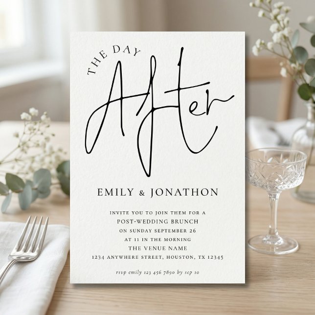 Minimalist Script  The Day After Wedding Brunch  Invitation (Creator Uploaded)
