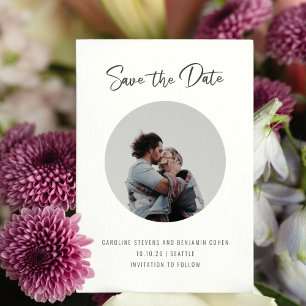 Minimalist Script Three Photo Double Sided Stylish Save The Date