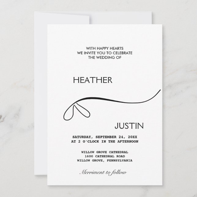 Minimalist Script Traditional Wedding Invitation (Front)