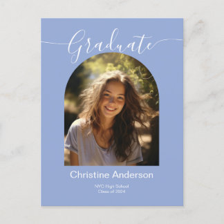 Minimalist Script Type Graduation Arch Photo Announcement Postcard