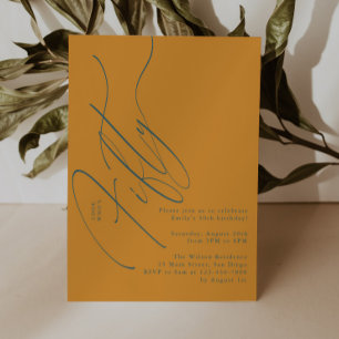 Minimalist Script Typography 50th Birthday Party Invitation