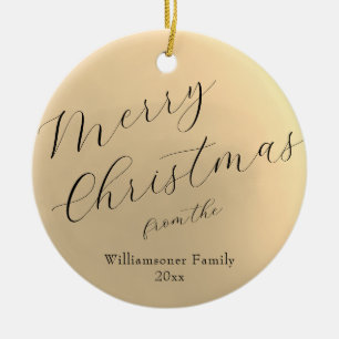 Minimalist Script Typography Merry Christmas Ceramic Tree Decoration