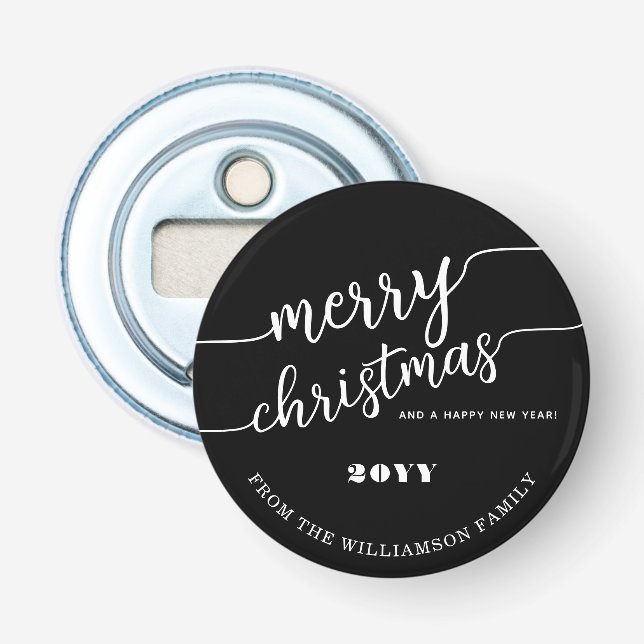 Minimalist Script Typography Merry Christmas Chic  Bottle Opener (Front)