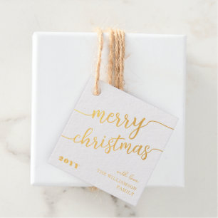 Minimalist Script Typography Merry Christmas Chic Favour Tags