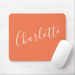 Minimalist Script Typography Name in Coral Rose  Mouse Mat<br><div class="desc">Minimalist Script Typography Name in Coral Rose Mouse Pad</div>