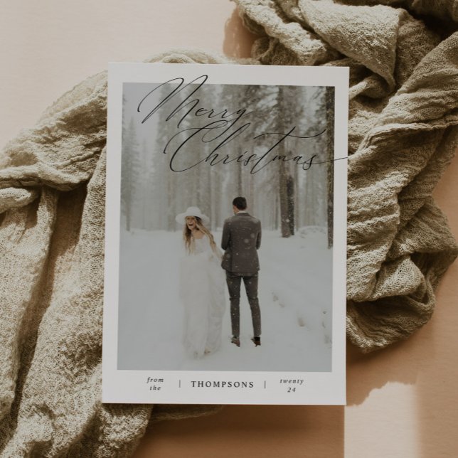 Minimalist Script Typography Photo Christmas Holiday Card (Creator Uploaded)