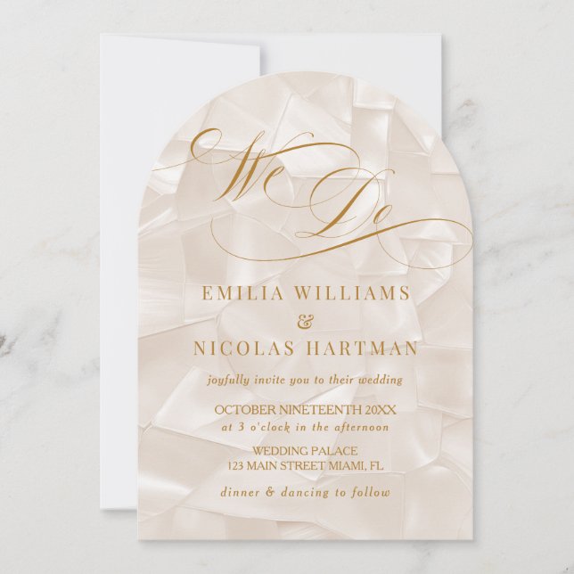 Minimalist Script We Do Wedding Photo Invitation (Front)