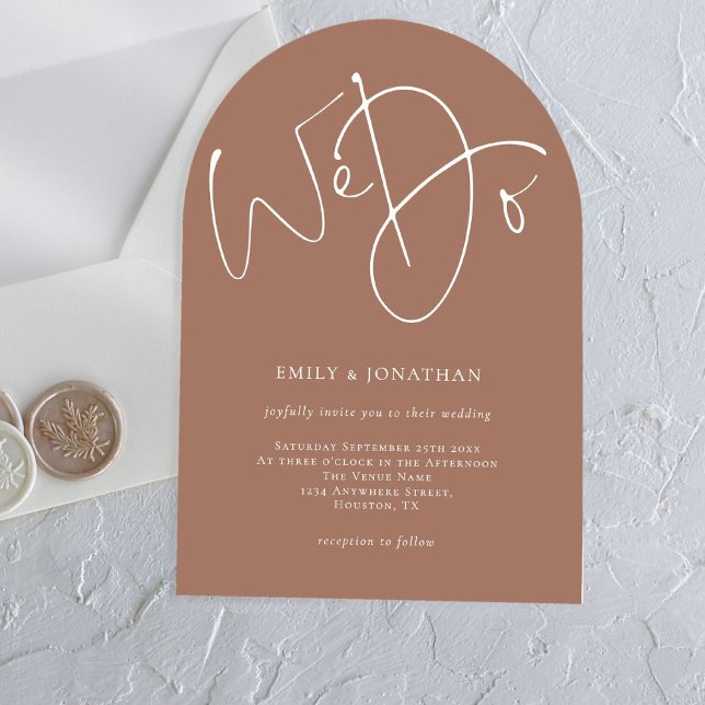 Minimalist Script We Do Wedding Soft Brown Acrylic Invitations (Creator Uploaded)