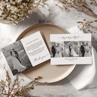 Minimalist Script Wedding 4 Photos Thank You Card