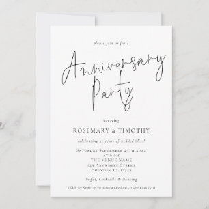 Minimalist Script Wedding Anniversary Party  Invitation