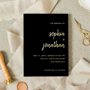 Minimalist Script Wedding Black and Gold