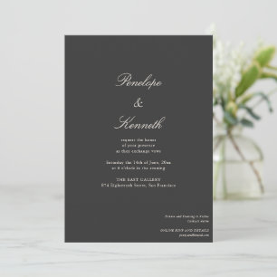 Minimalist Script Wedding Classic Black White Invitation