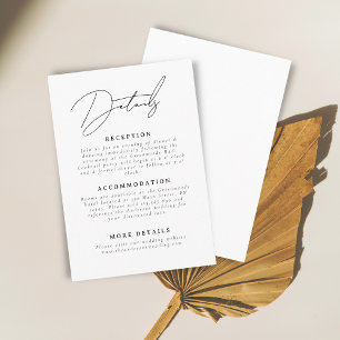 Minimalist Script Wedding Details Enclosure Card