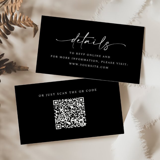 Minimalist Script Wedding Details QR Code Enclosure Card (Creator Uploaded)