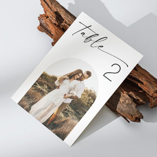 Minimalist Script Wedding | Elegant Arch Photo Table Number