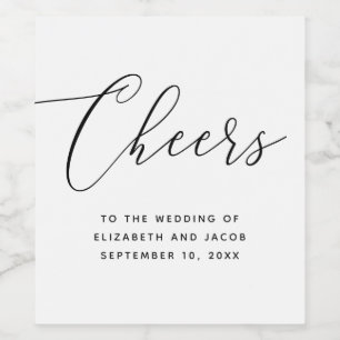 Minimalist Script Wedding Elegant Calligraphy Wine Label