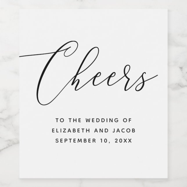 Minimalist Script Wedding | Elegant Calligraphy Wine Label (Single Label)