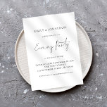 Minimalist Script Wedding Evening Party  Invitation<br><div class="desc">Minimalist Script Wedding Evening Party.  A set handwritten style for Evening Party and the rest of the text you can easily personalize. The text and background colors can be changed to any or your choice via the customize further option.</div>