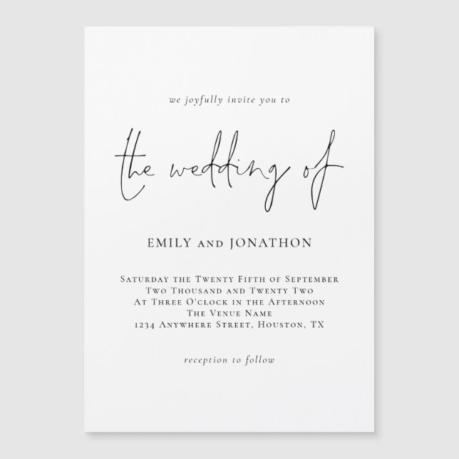 Minimalist Script Wedding Invitation Magnet (Front)