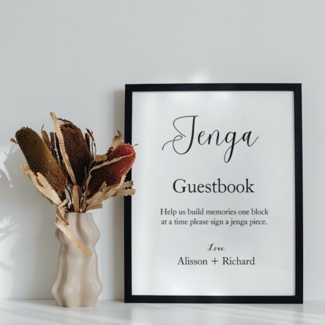 Minimalist script  wedding Jenga guestbook (Creator Uploaded)
