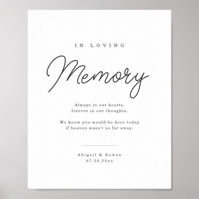 Minimalist Script Wedding Memorial Sign (Front)